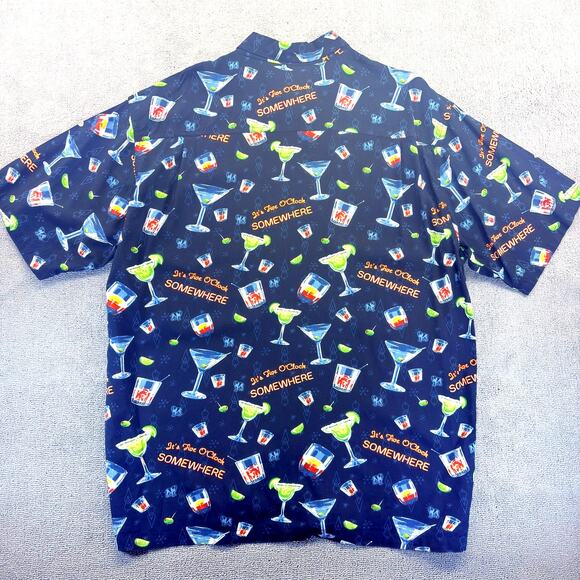 Big Dogs Hawaiian Shirt Men's Large Black "It's 5 o'clock Somewhere" Beach Party - Picture 2 of 6